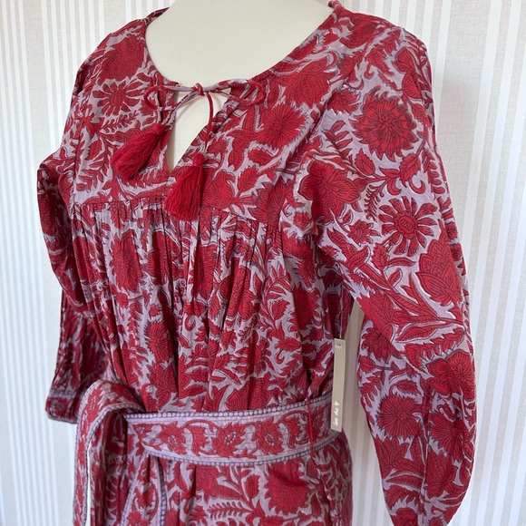 CLEOBELLA KAZ MINI DRESS Floral Print Waist Tie Cotton Fully Lined Size XS NWT - Picture 7 of 13